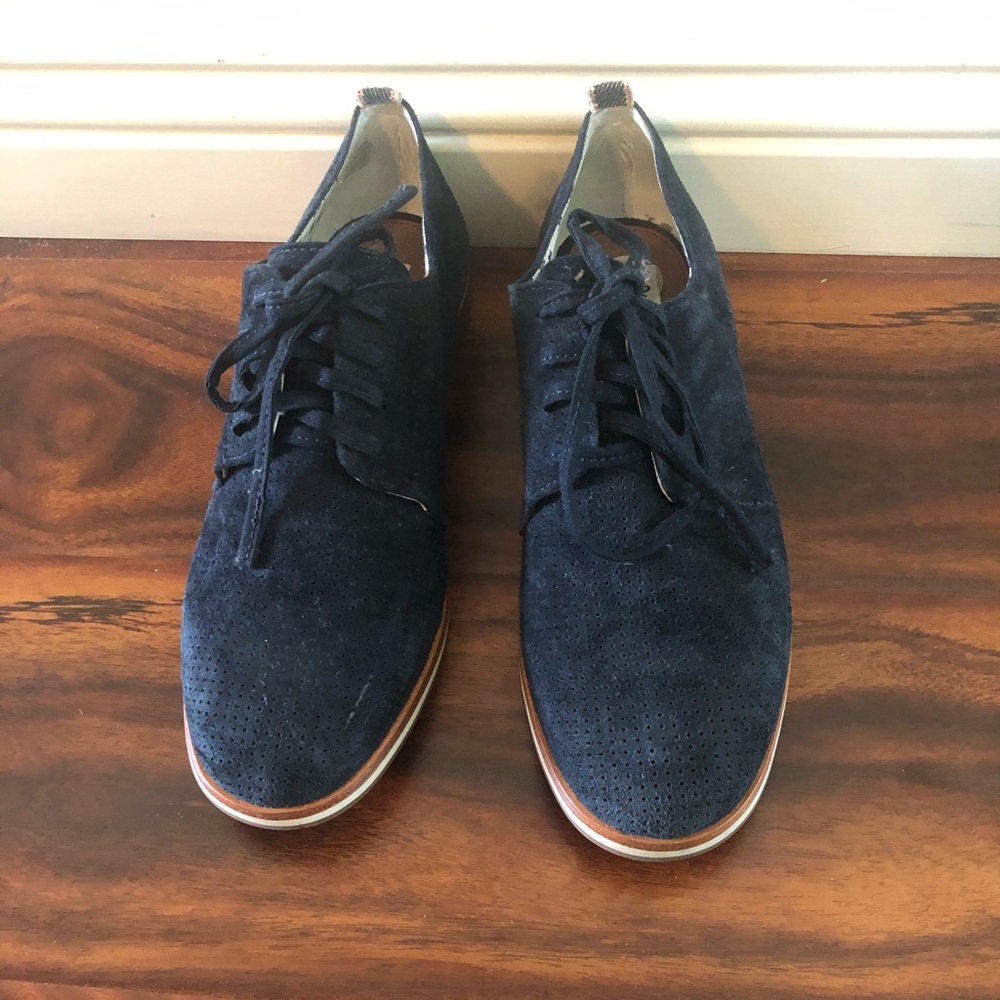 Ed Ellen Degeneres Blue Suede Oxford Style Lace-up